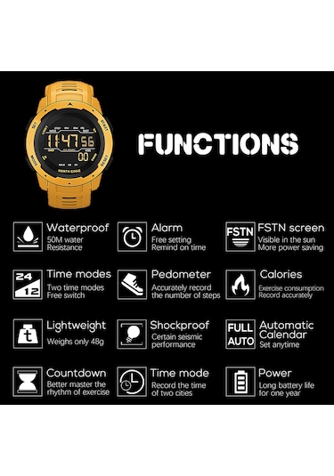 Tenfowee Mars Kırmızı Spor Saati - 50m Su Geçirmez, Adım/distance/kalori Sayaç, Kronometre, Fstn Ekran, Hafif Ve Şok Direnci, Üniversite Öğrencileri İçin Dış Mekan Sporları
