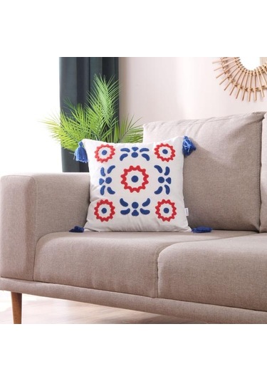 Evidea Soft Yapraklı Punch Kırlent - Kiremit - 45x45 Cm Kiremit