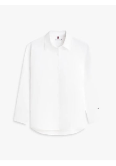 Tommy Hilfiger Cotton Easy Shırt Kadın Beyaz Uk Gömlek - Ww0ww48190