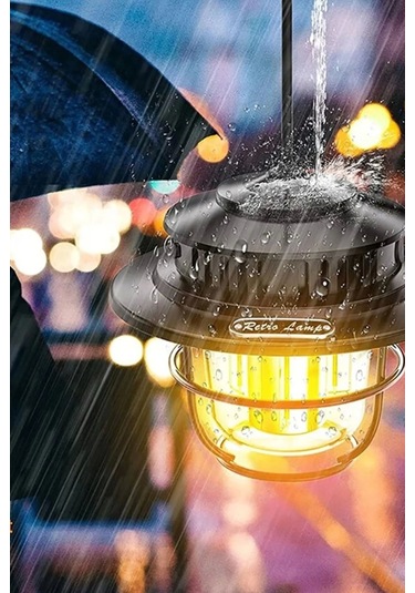 Taşınabilir Retro Fener Su Geçirmez Dış Mekan Güçlü Led Kamp Bahçe Feneri Dekor