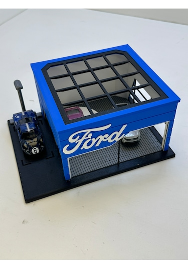 3d Baskı 1/64 Ölçekli Ford Showroom Tasarımlı Diorama Araç Sergileme Garajı