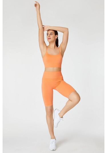 Jerf Vella Yüksek Bel Konfor Biker Tayt Turuncu