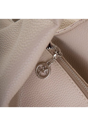 Nas 1271 Kadın Omuz Çantası Bej Baskılı Siyah