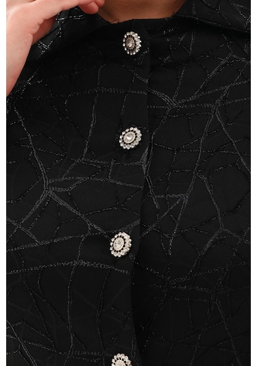 Ladies First Büyük Beden 3869 Siyah Tek Ceket 001