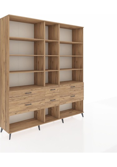 Hyperion Dolap 12 Raflı 6 Çekmeceli 220x44x243 Çam-çam/çam Atlas Çam/atlas Çam