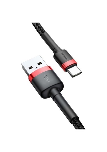 Moly Android Uyumlu Type-c 3.0a Usb Şarj Kablosu 3m Kırmızı Siyah Hızlı Şarj