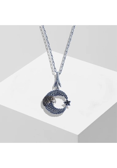 Kartal Ay Yıldız Trend Zincirli Gümüş Erkek Kolye Gümüş