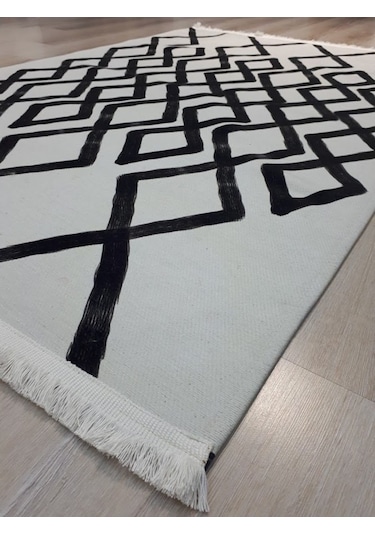 Doğuş Oslo 8222 Beyaz Siyah Kilim 120X180 Cm
