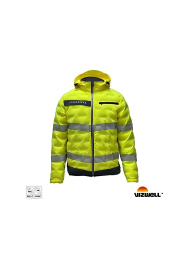 Vizwell Vwjk517 Reflektörlü Teknik Dolgulu Tasarım Mont F.sarı Neon Sarı