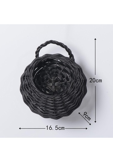 Suntek Magideal Hasır Asılı Çiçek Sepeti Duvar Ekici Çim Yard Siyah