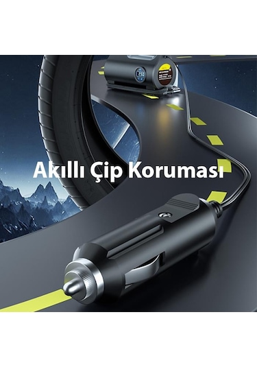 Coofbe 120w Dc 12v Akıllı Çip Korumalı Kablolu Led Ekran Araç Lastik Pompa Kompresör Lastik Şişirme