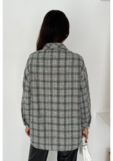 Çift Cep Ekose Gömlek Yeşil Yeşil