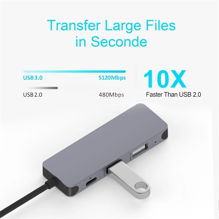 Sones Qgeem Uh04-1 4'ü 1 Arada Usb 3.0 Çok İşlevli Tip-c Uzatma Hub Adaptörü Gümüş Gri