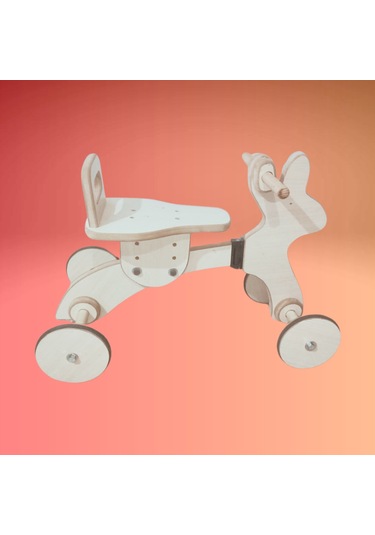 Montessori Çocuk Denge Bisikleti 2-6 Yaş / Mdf Tavşan