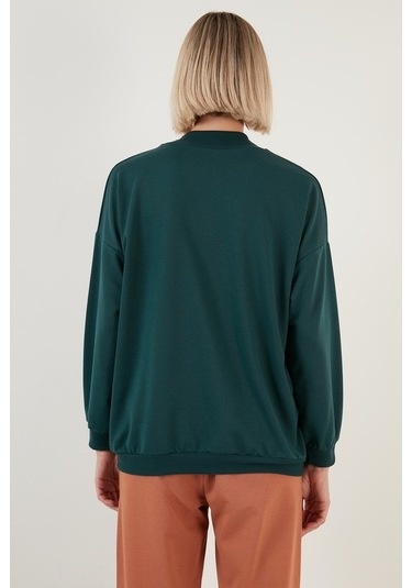 Lela Pamuklu Dik Yaka Basic Örme Bayan Sweat 5863323 Nefti