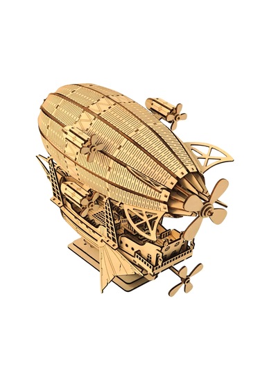 Zeppelin Ahşap Maket Seti Dıy 3d Puzzle Steampunk Hava Gemisi Koleksiyoner Modeli 316 Parça
