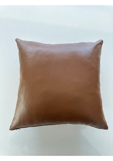 Çift Taraflı Gerçek Deri Yastık Kılıfı 40x40 2'li Kahverengi