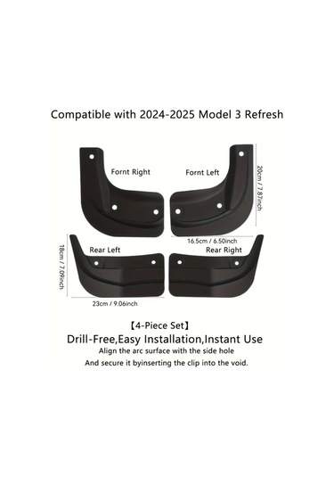Cordial 2020 2025 Model Y İçin 4 Adet Esnek Çamur Flapları Tesla Model 3 Highland Tüm Hava Plastik Fender Koruyucu Aksesuarları