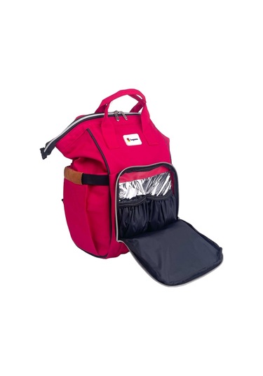 Lugami 06 Anne Bebek Bakım Sırt Çantası Biberon Termoslu Sıvı Geçirmez Pembe