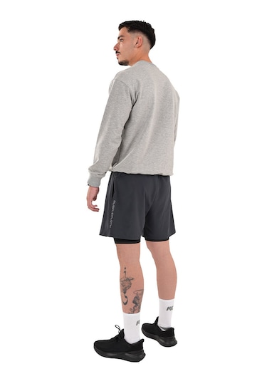 Musclecloth Performance 2 In 1 Erkek Taytlı Şort Gri Siyah Gri