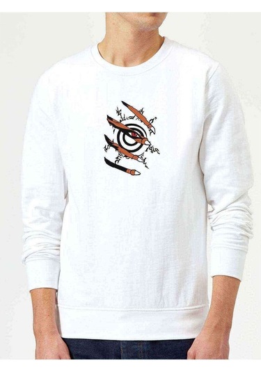 Anime Naruto Baskılı Beyaz Erkek Örme Sweatshirt (530950739)