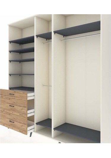Hyperion Dolap 9 Raflı 3 Çekmeceli 3 Askılı 220x44x243 Aytaşı-antrasit/çam Antrasıt/atlas Çam