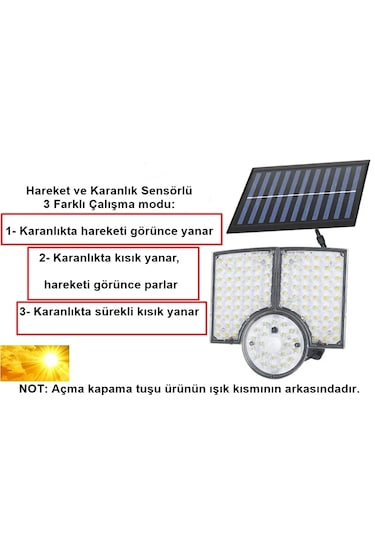 112led Güneş Enerjili Kumandalı 4 Metre Kablolu Solar Sokak Lamba