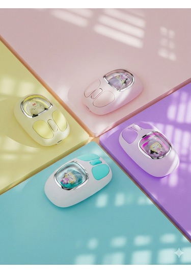 Pikacu Detaylı Sevimli Bluetooth Kablosuz Mouse Şarjlı Sessiz Çift Mod Kızlar Ve Çocuklar İçin Diğer