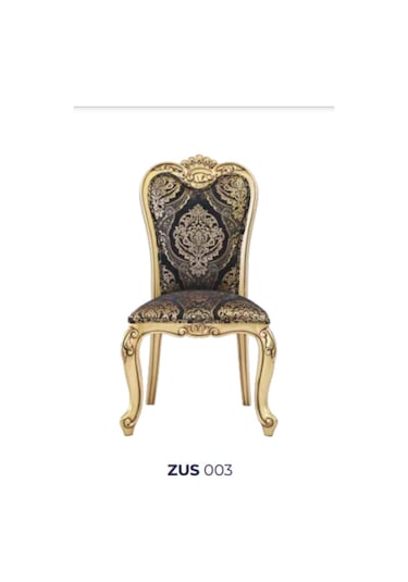 Bengimobilya Sandalye Zus003 Klasik Model Yaldızlı Nakışlı Kumaş Gold Oymalı K
