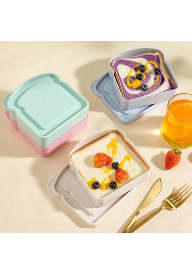 Pazly Tost Şeklinde Sandviç Mekan Mavi Kabı İçin Gıda Dış Depolama Bir 1/4 Mk Mavi