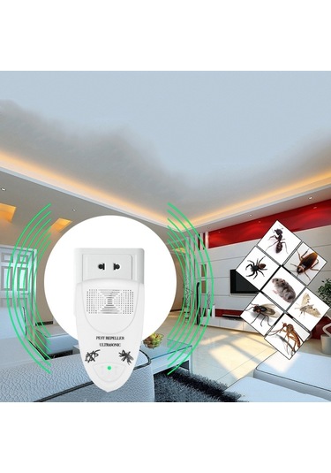 Lı-3110 Ultrasonik Elektronik Sıçan Kurtlayıcı Ev Akıllı Böcek Kovucu Beyaz , Boyut:abd Fişi Beyaz