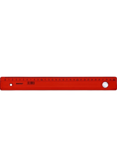 Brons Plastik Renkli Cetvel 30 CM Kırmızı