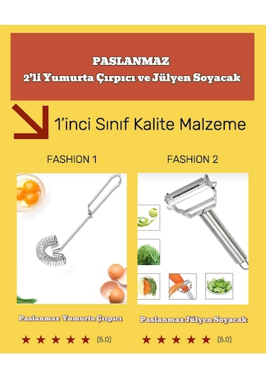2'li Set - Yumurta Çırpıcısı Ve Jülyen Meyve Sebze Dograma Aparat
