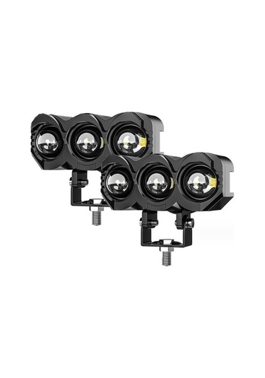 Pazly 2 Adet Motosiklet Led Spot Işık, Çift Renkli Yüksek/düşük Far, Lmk00328/ Siyah