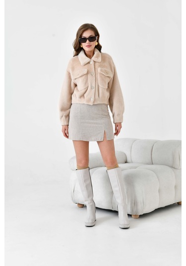 Ftz Kadın Kaşmir Mont Pudra 30984 Pudra