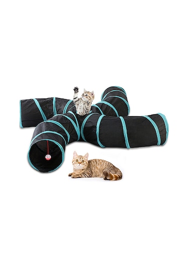 Geeksen Etkileşimli Kedi Tüneli: 4 Kanallı, Katlanabilir, Av Ve Saklanma Oyunu İçin Mükemmel