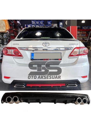Toyota Corolla 2007-2012 Difüzör Arka Tampon Eki 4 Egzoz Çıkışlı Siyah Lüx Tip