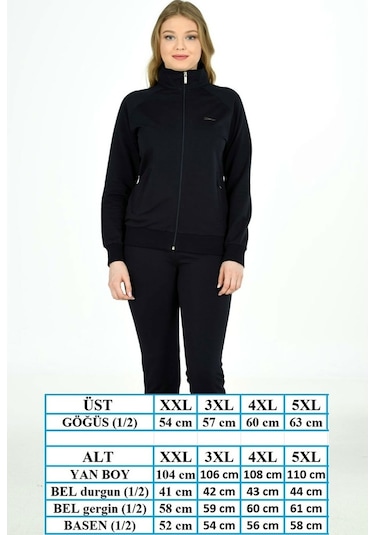 Fantasy Kadın Boydan Fermuarlı Büyük Beden Eşofman Takım 201836B