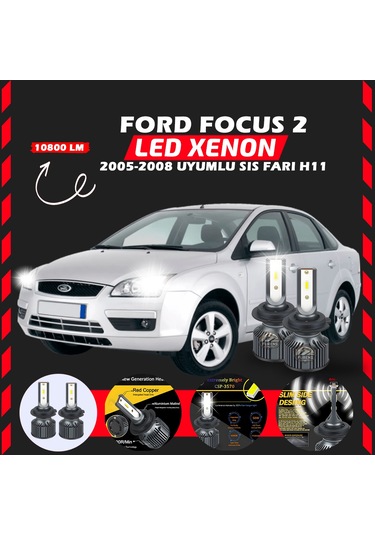 Ford Focus 2 2005-2008 Sis Farı Uyumlu Şimşek Etkili Led Xenon Premium Series H11