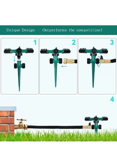 360 Döner 3 Kollu Otomatik Bahçe Fıskiyesi 0639 Mavi