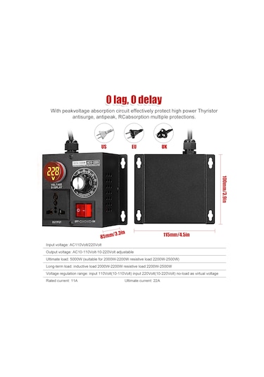 Ac220v 5000w Kademesiz Voltaj Regülatörü Taşınabilir E25135eu