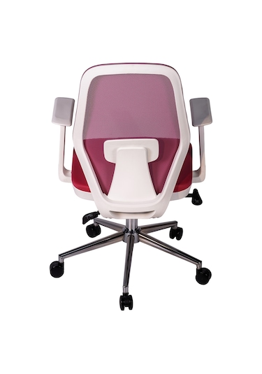 Ofisbazaar Dali Beyaz Fileli Çalışma Koltuğu Ergonomik Şef Ve Toplantı Koltuğu Pembe Pembe
