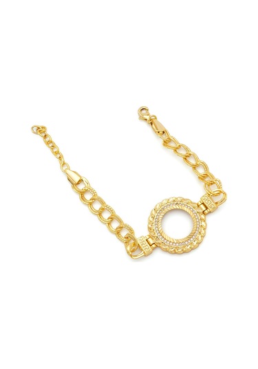 Altın Kaplama İmitasyon Desenli Figaro Model Çeyrek Çerçeve Bileklik Blk-1158 Altın