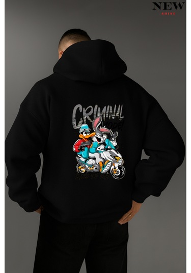 Criminal Mode Baskılı Sweatshirt Siyah
