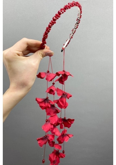 FdayAksesuar Kadın Düğünlere Özel Mars Çiçekli Gelin Kına Tacı FRDY31655