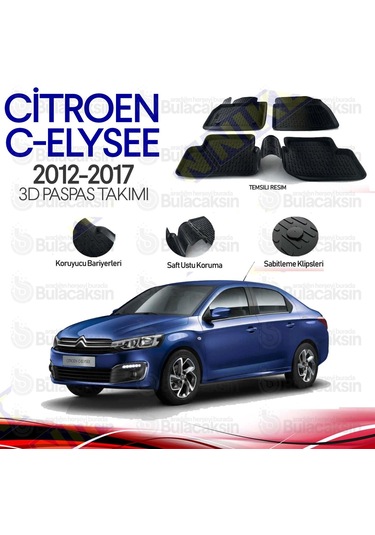 Citroen C-Elysee 2012 - 2017 3D Havuzlu Oto Paspas Takımı