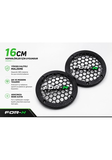 16cm Hoparlör Kapağı - For-x Logolu Plastik Midrange Hoparlör Kapak 16 Cm - 2 Adet