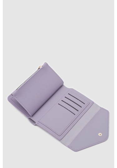 Zarf Detaylı Nakit Ve Bozuk Para Bölmeli Bayan Cüzdan-lila Lila