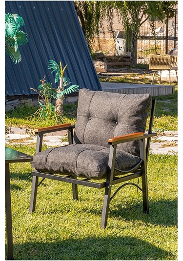 Btkconsept Tarz Model 2+1+1 Masa Bahçe Balkon Takımı Antrasit Gri