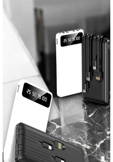 20.000 Mah Led Işıklı Lcd Ekran Usb Girişli Type-c Lightning Powerbank Çok Renkli